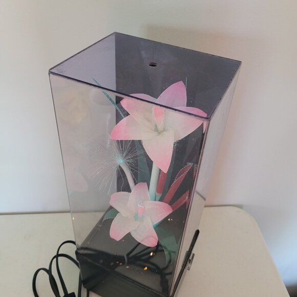 Vintage 1980's FIBER OPTIC Flower Light w/ Wind Up Music Box WORKS - Picture 5 of 7